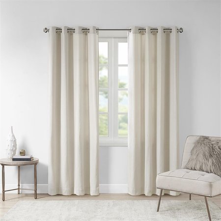 MADISON PARK Natural 100 Percent Polyester Solid Piece Dyed Grommet Top Window Panel MP40-6750